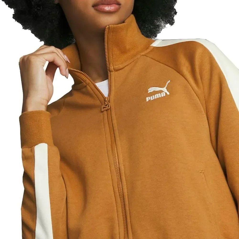 Puma Brown-orangish and White Classic T7 Tracksuit